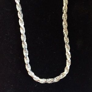 Sterling Silver 20" Rope Chain Necklace 1.3 MM